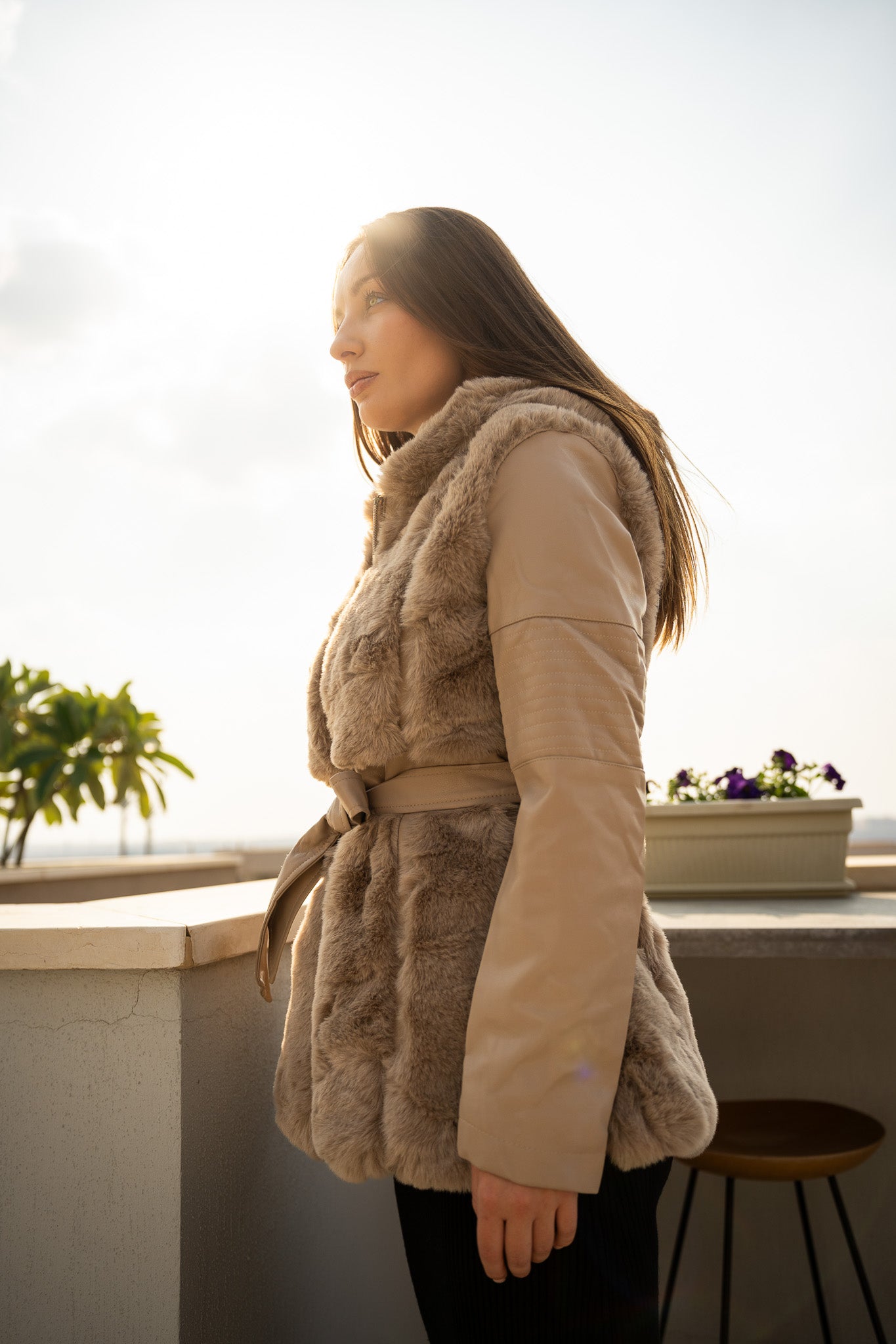 LEATHER FAUX FUR JACKET