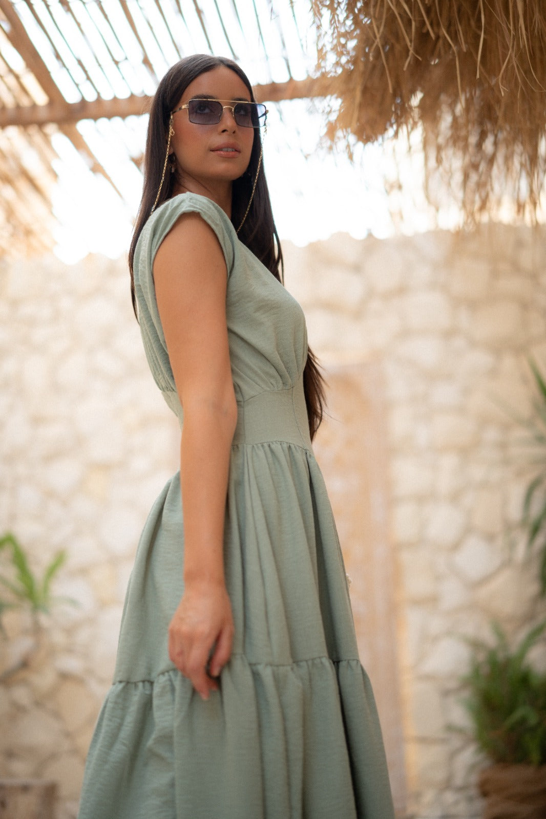 Dress SAGE BREEZE TIERED MIDI DRESS