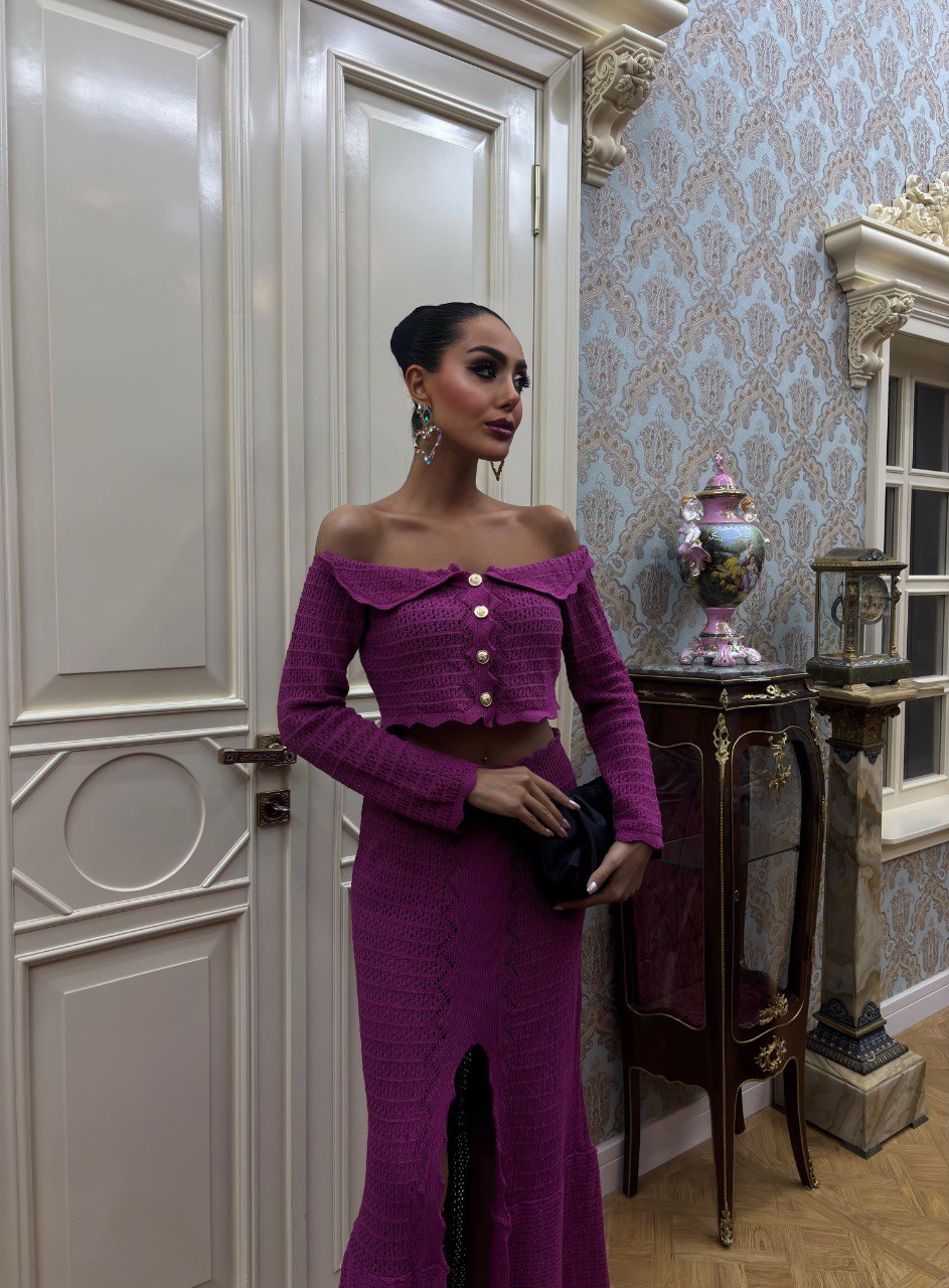 MAGENTA Off-SHOULDER KNIT CO-ORD SET (Made in Turkey πΉπ·)