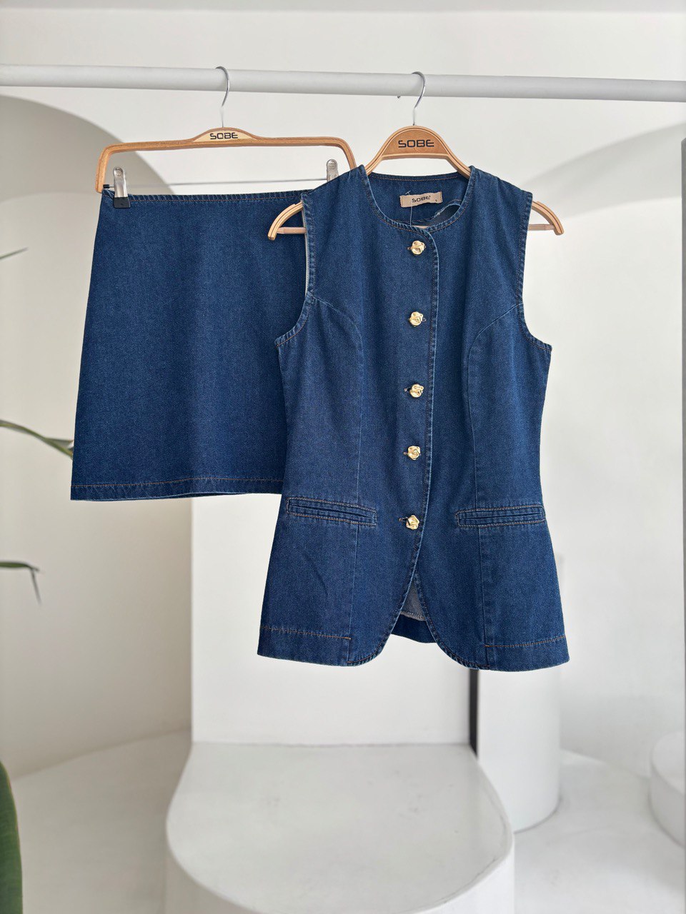 SLEEVELESS DENIM VEST AND MINI SKIRT (Made in Turkey 🇹🇷)