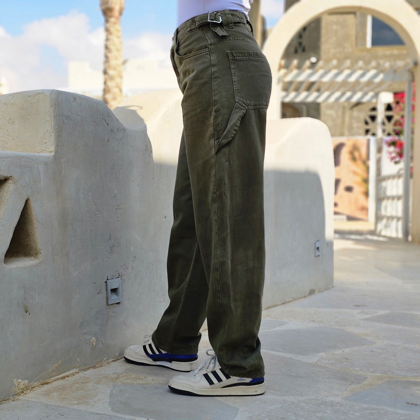 OLIVE GREEN MID_RISE PANTS