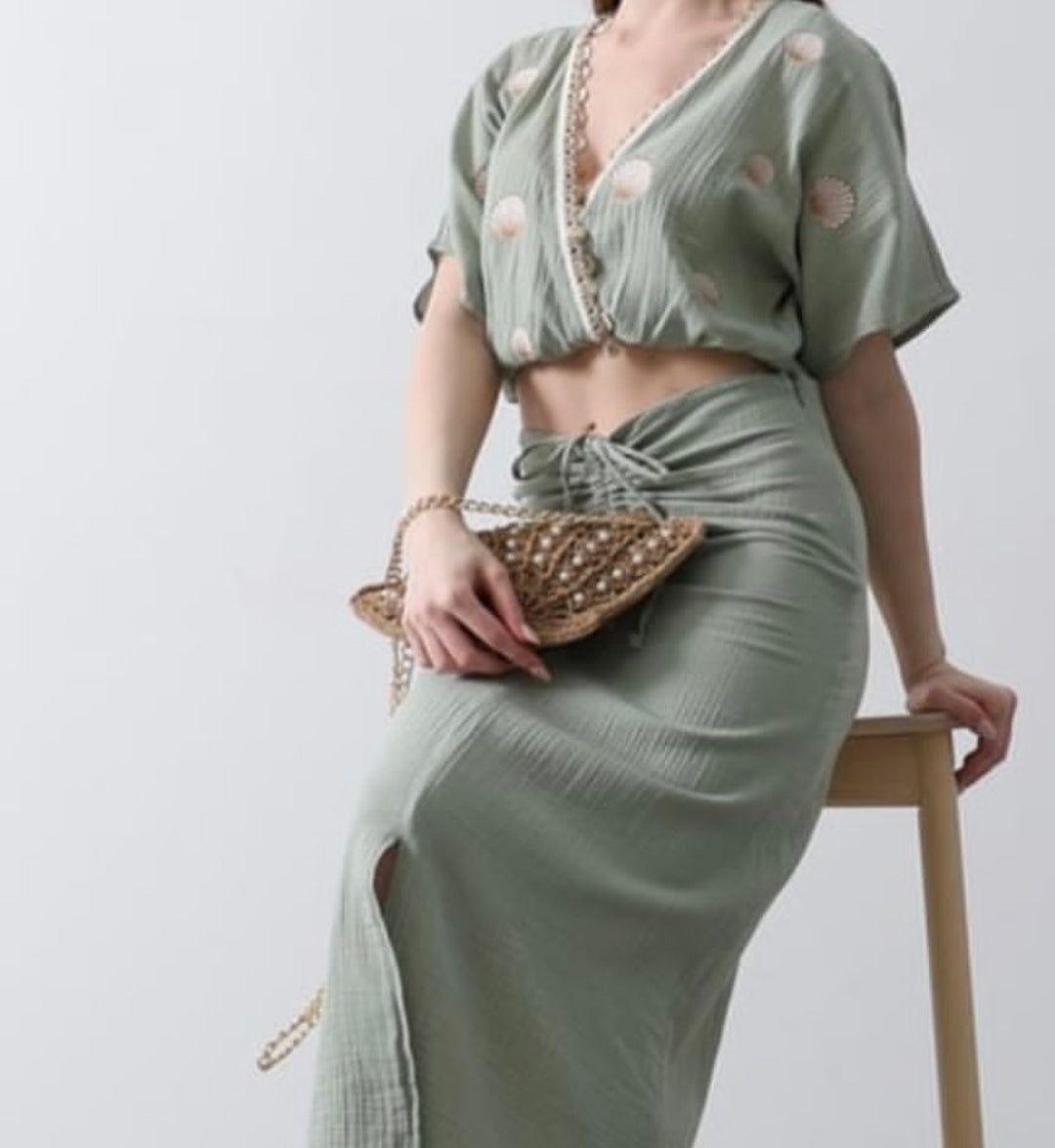 SHELL EMBROIDERED BEACH SET (Made in Turkey ๐น๐ท)