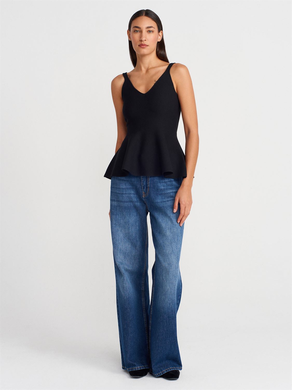 V-NECK PEPLUM NET TOP (Made in Turkey 🇹🇷)