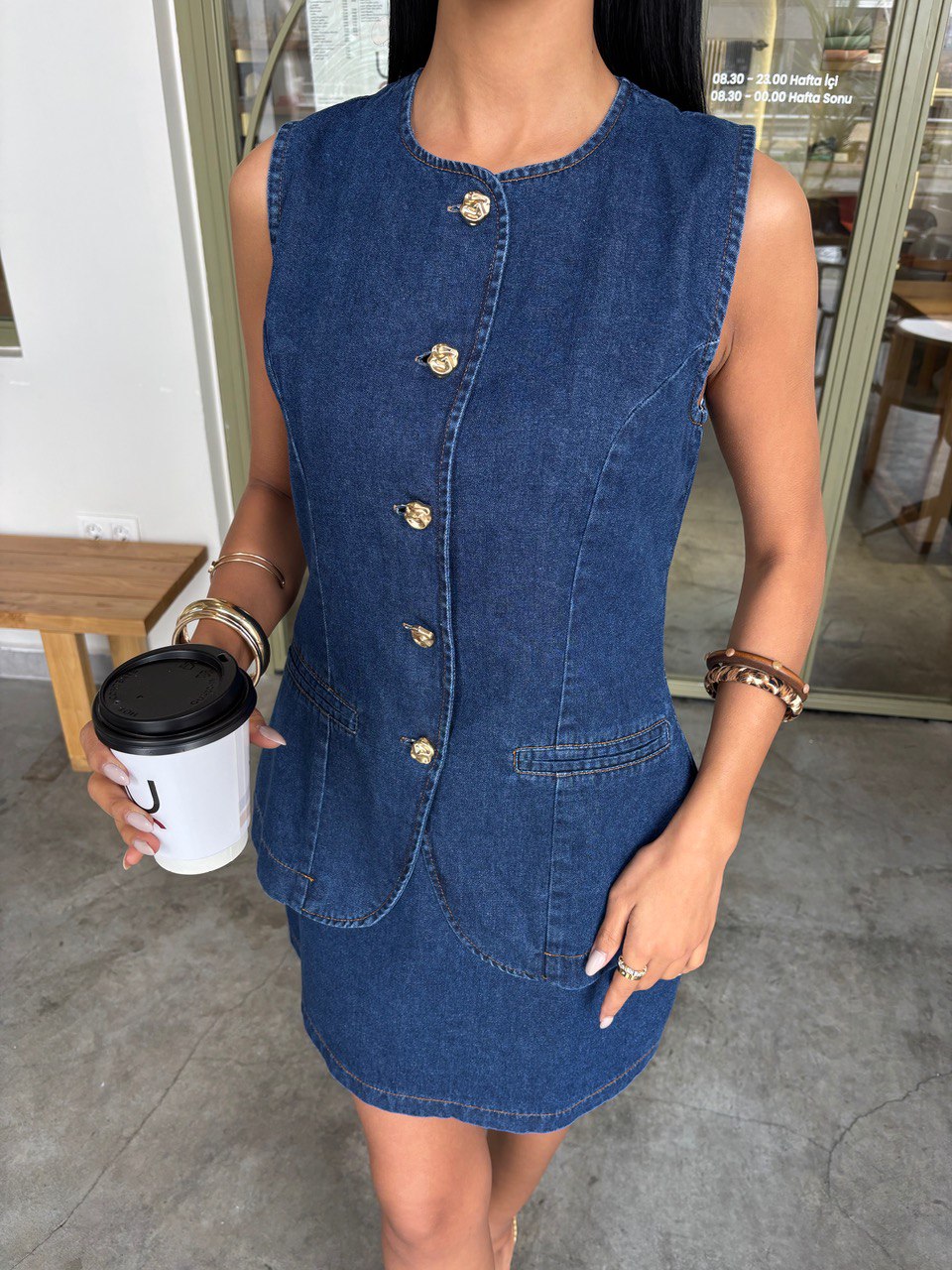 SLEEVELESS DENIM VEST AND MINI SKIRT (Made in Turkey 🇹🇷)
