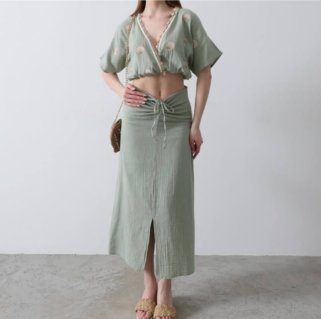 SHELL EMBROIDERED BEACH SET (Made in Turkey ๐น๐ท)