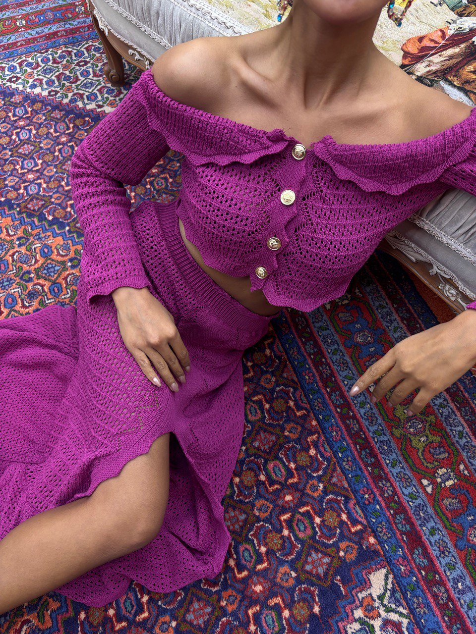 MAGENTA Off-SHOULDER KNIT CO-ORD SET (Made in Turkey πΉπ·)