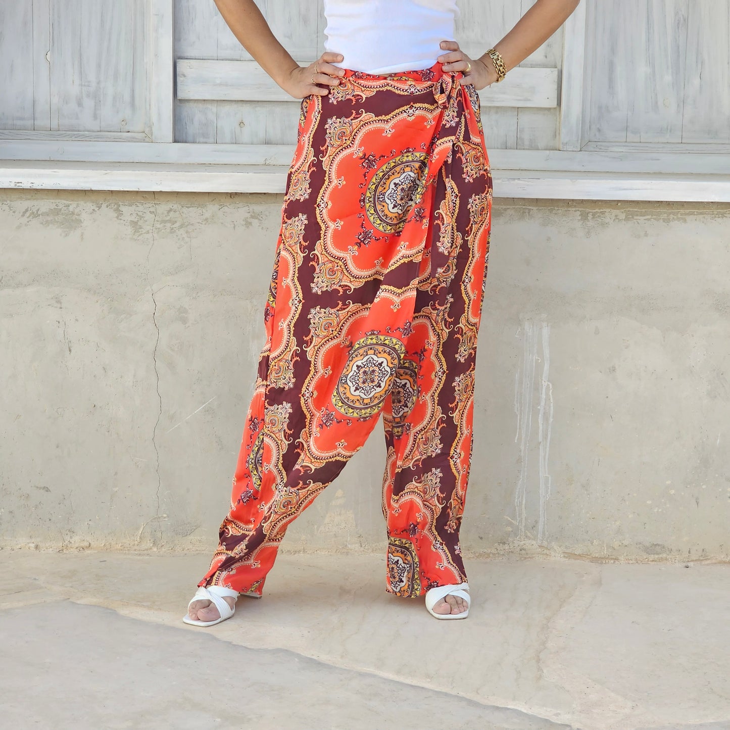 SATIN SKIRT OVERLAY PANTS