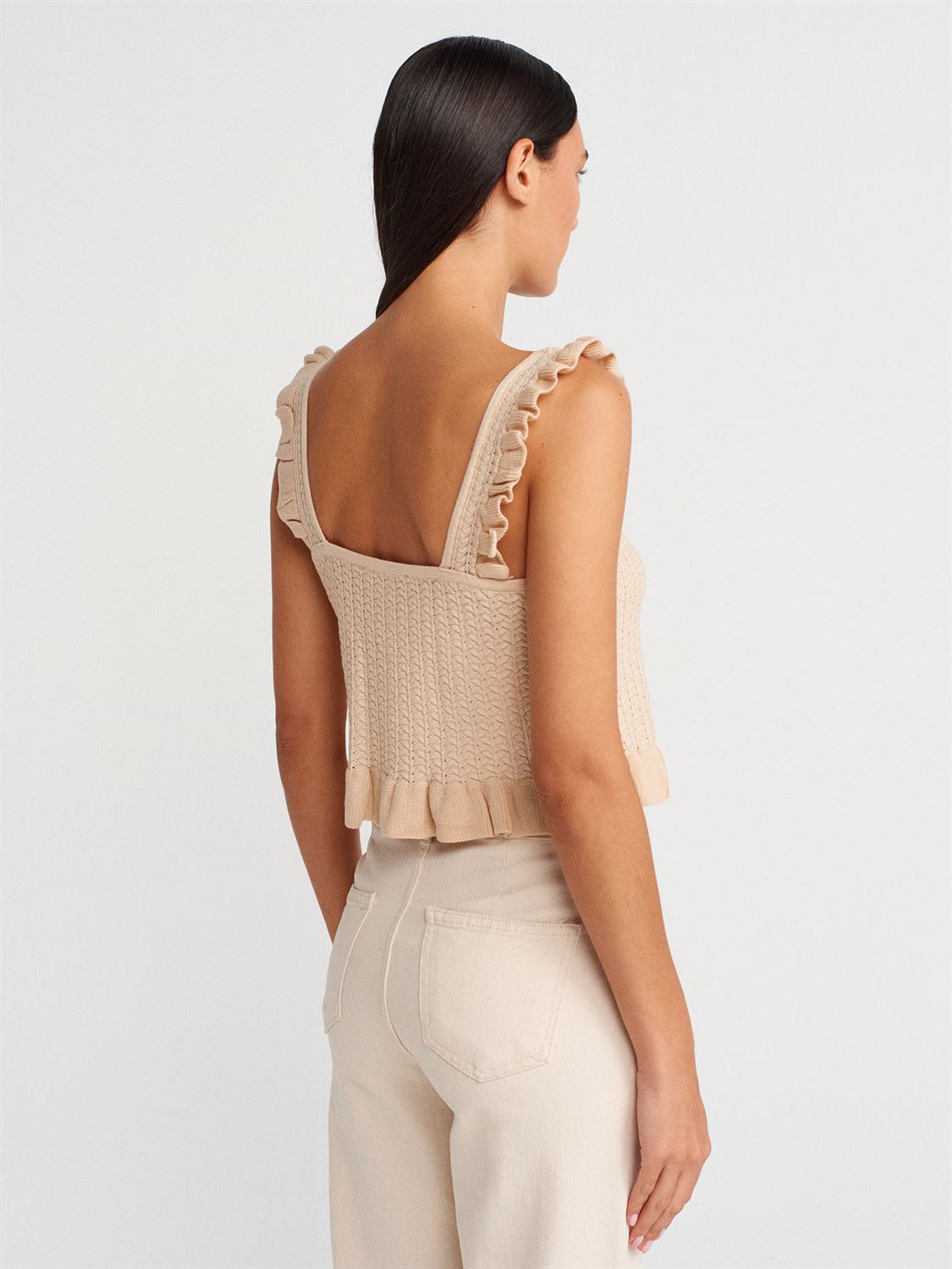 RAFFLE STRAP KNIT CROP TOP(Made in Turkey š¹š·)