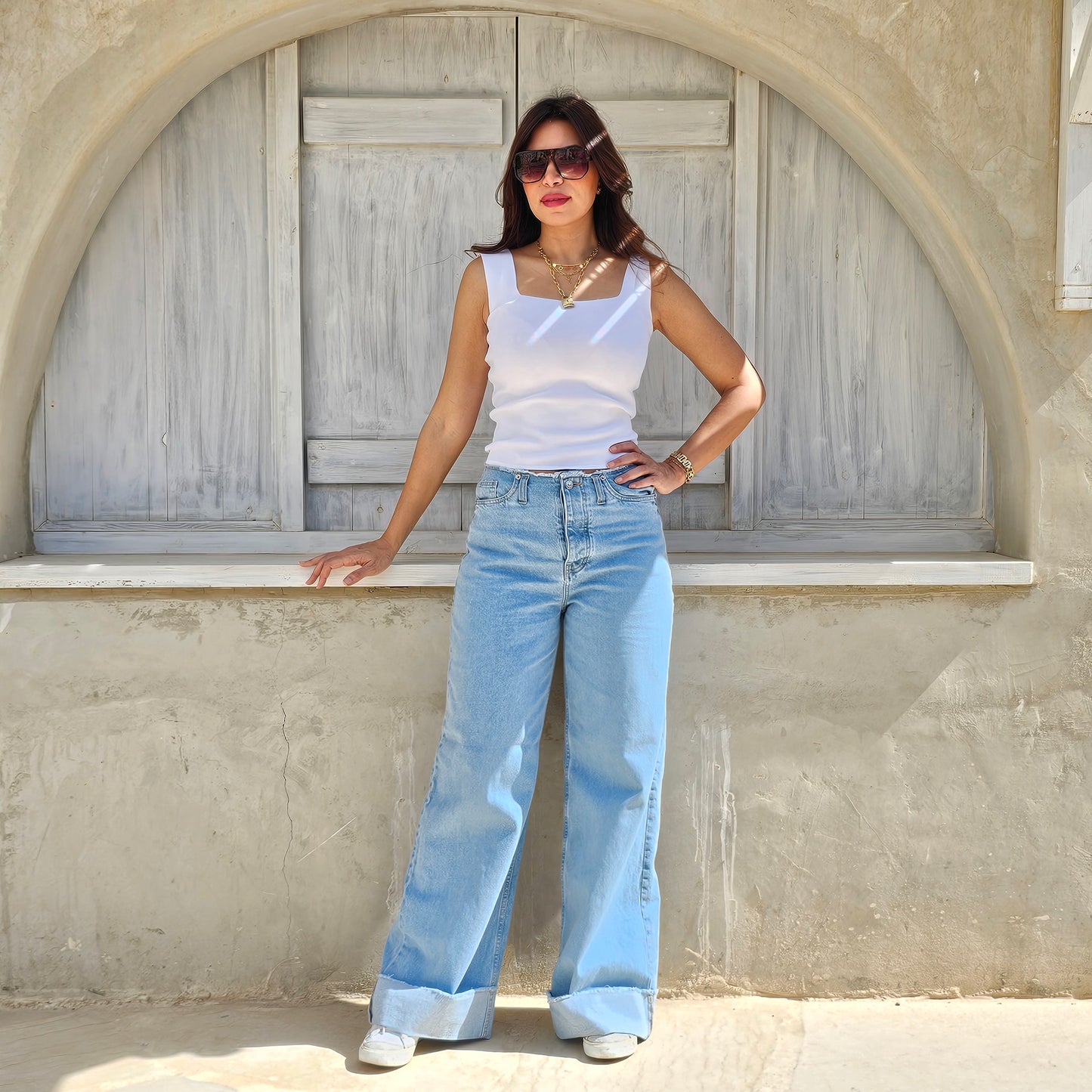 UNFINISHED WAISTED JEANS