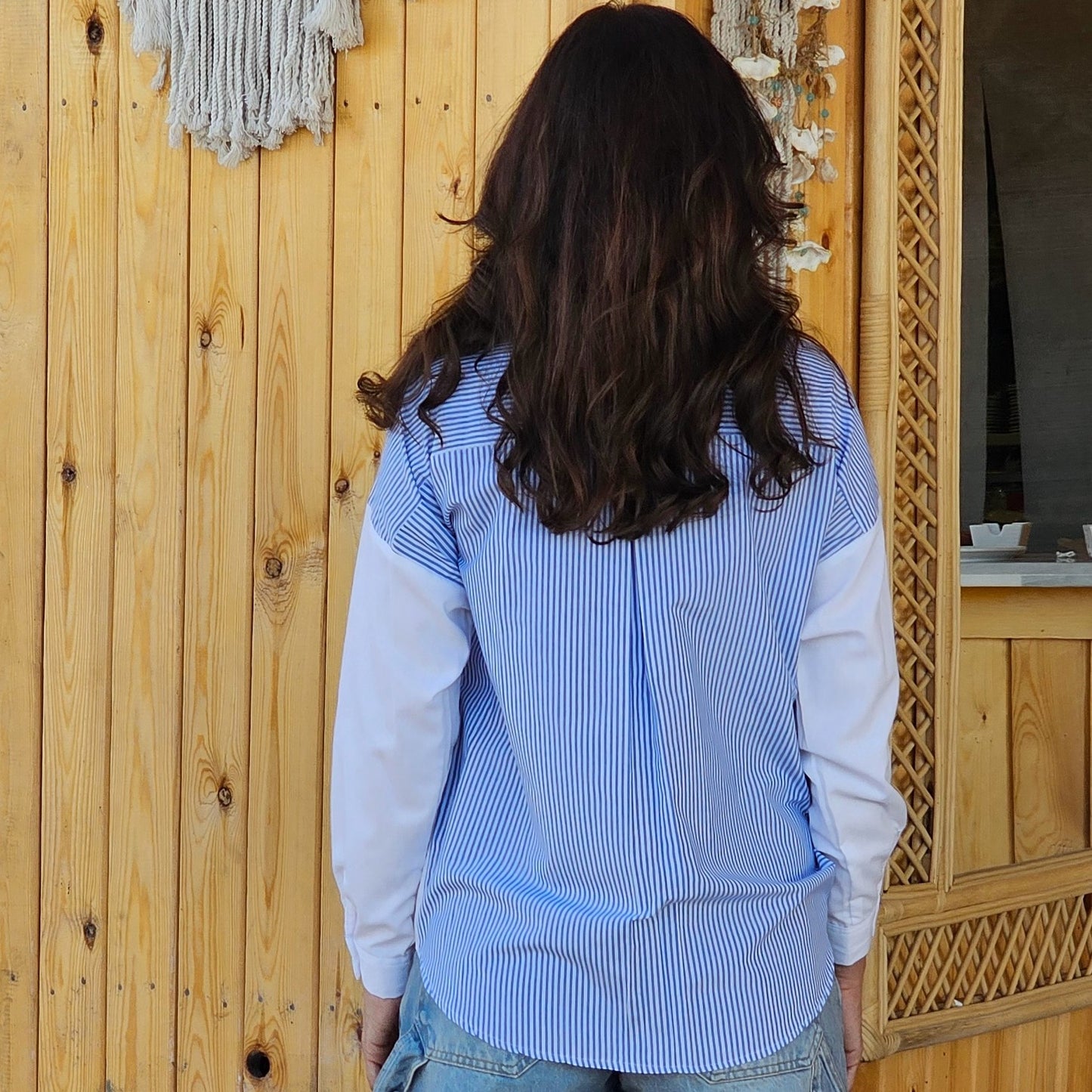 WHITE AND BABY BLUE STRIPES SHIRT
