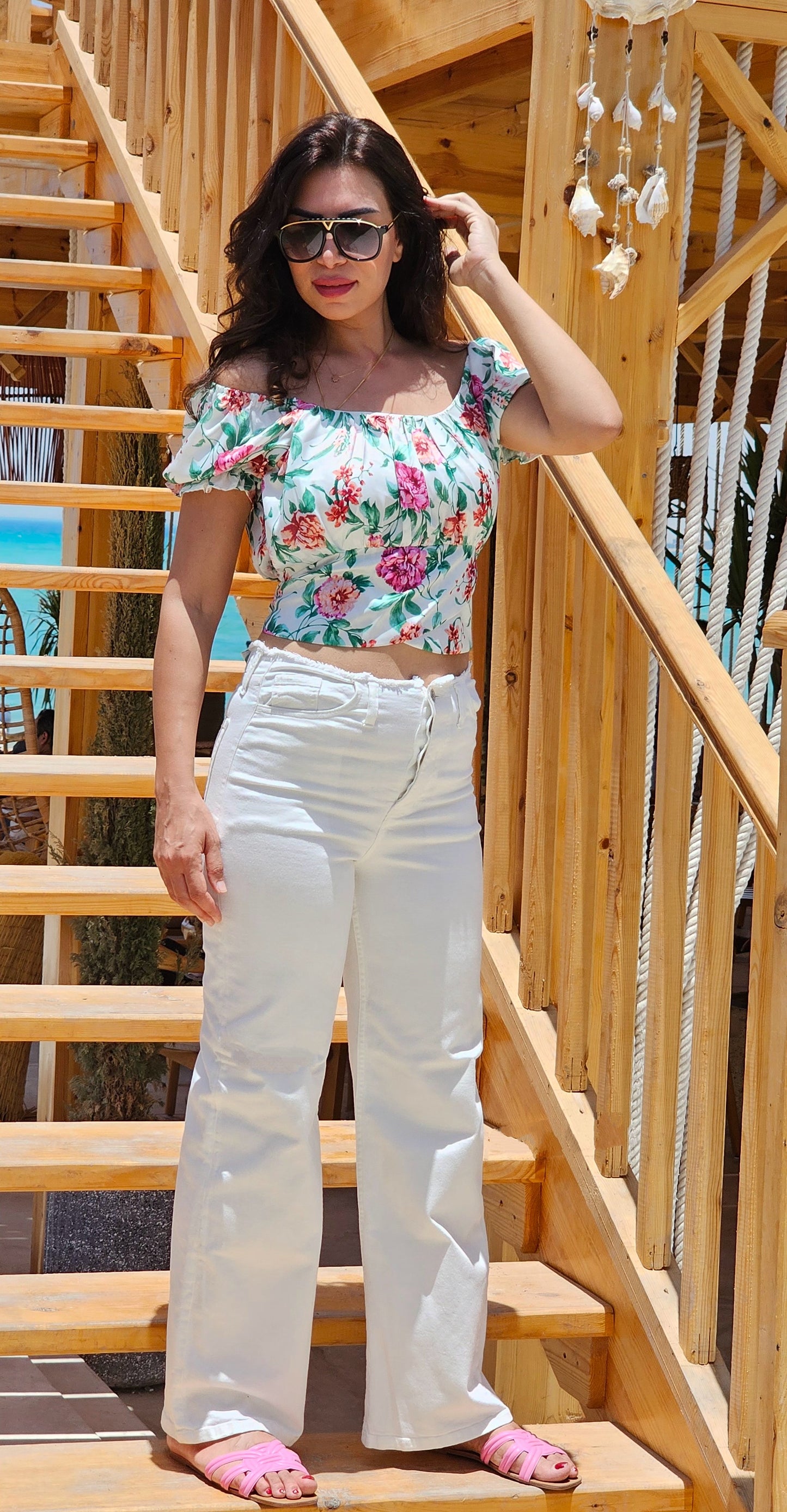 WHITE WIDE-LEG JEANS