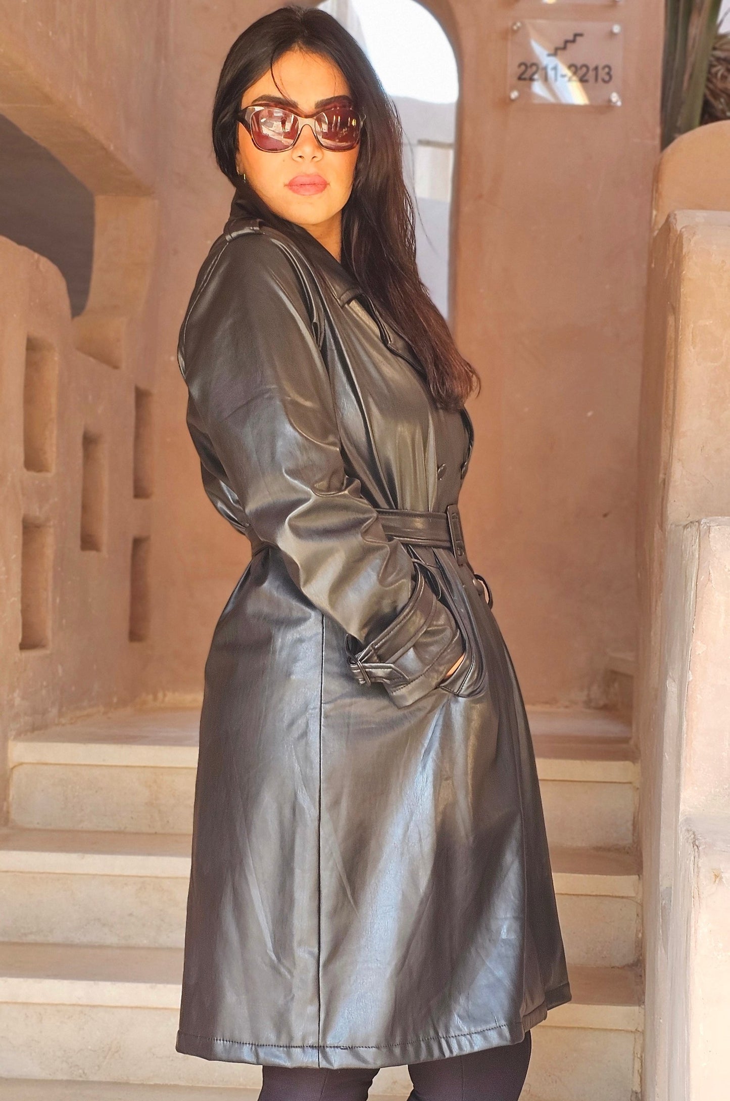 LEATHER TRENCH COAT