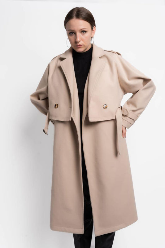 2 PIECES WOOL TRENCH COAT