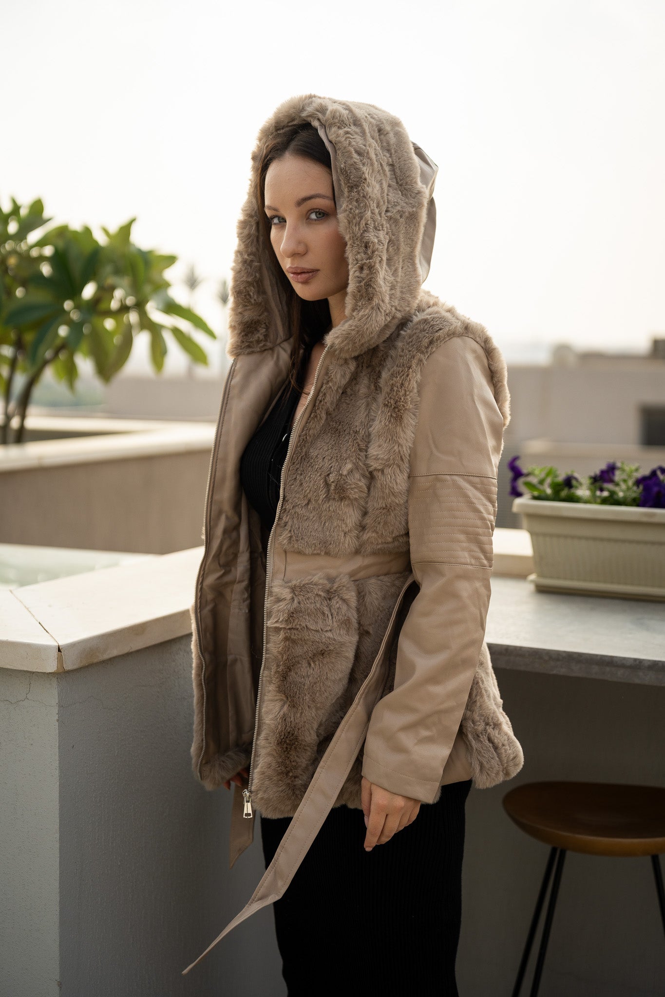 LEATHER FAUX FUR JACKET