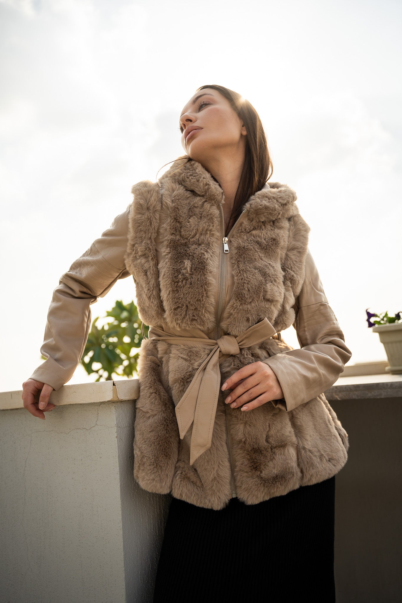 LEATHER FAUX FUR JACKET