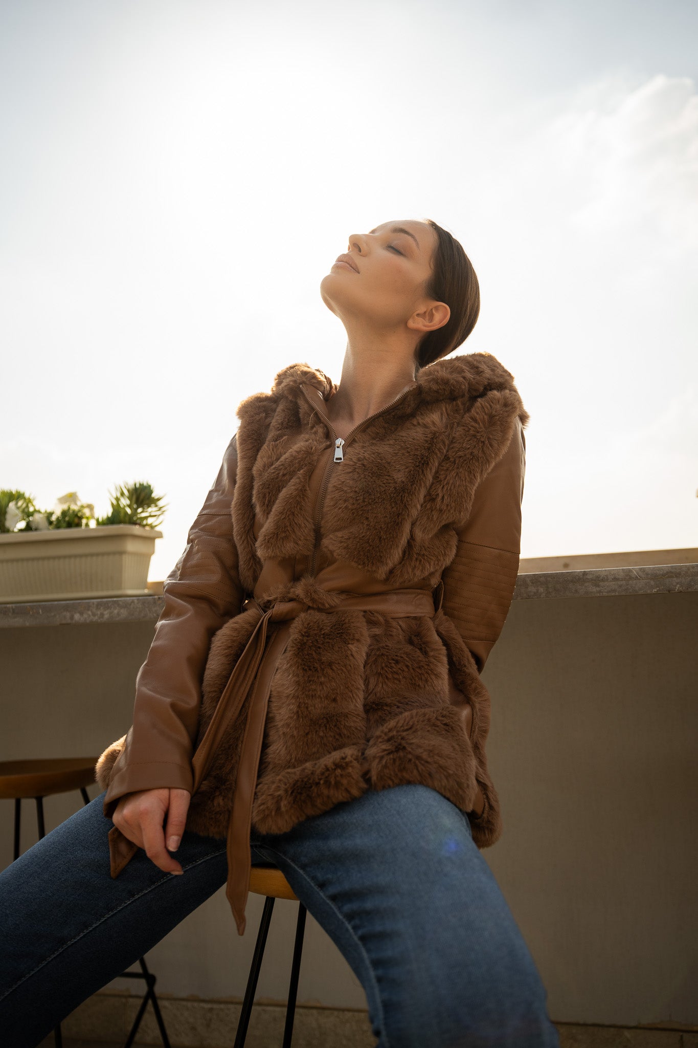 LEATHER FAUX FUR JACKET