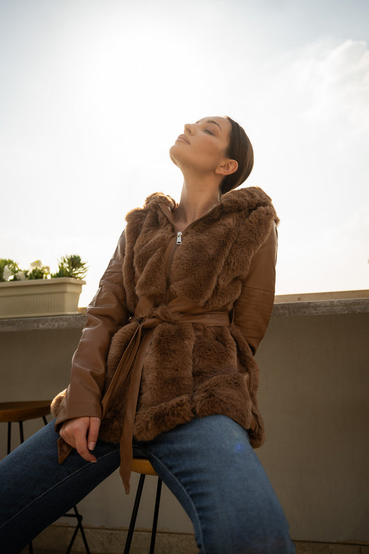 LEATHER FAUX FUR JACKET