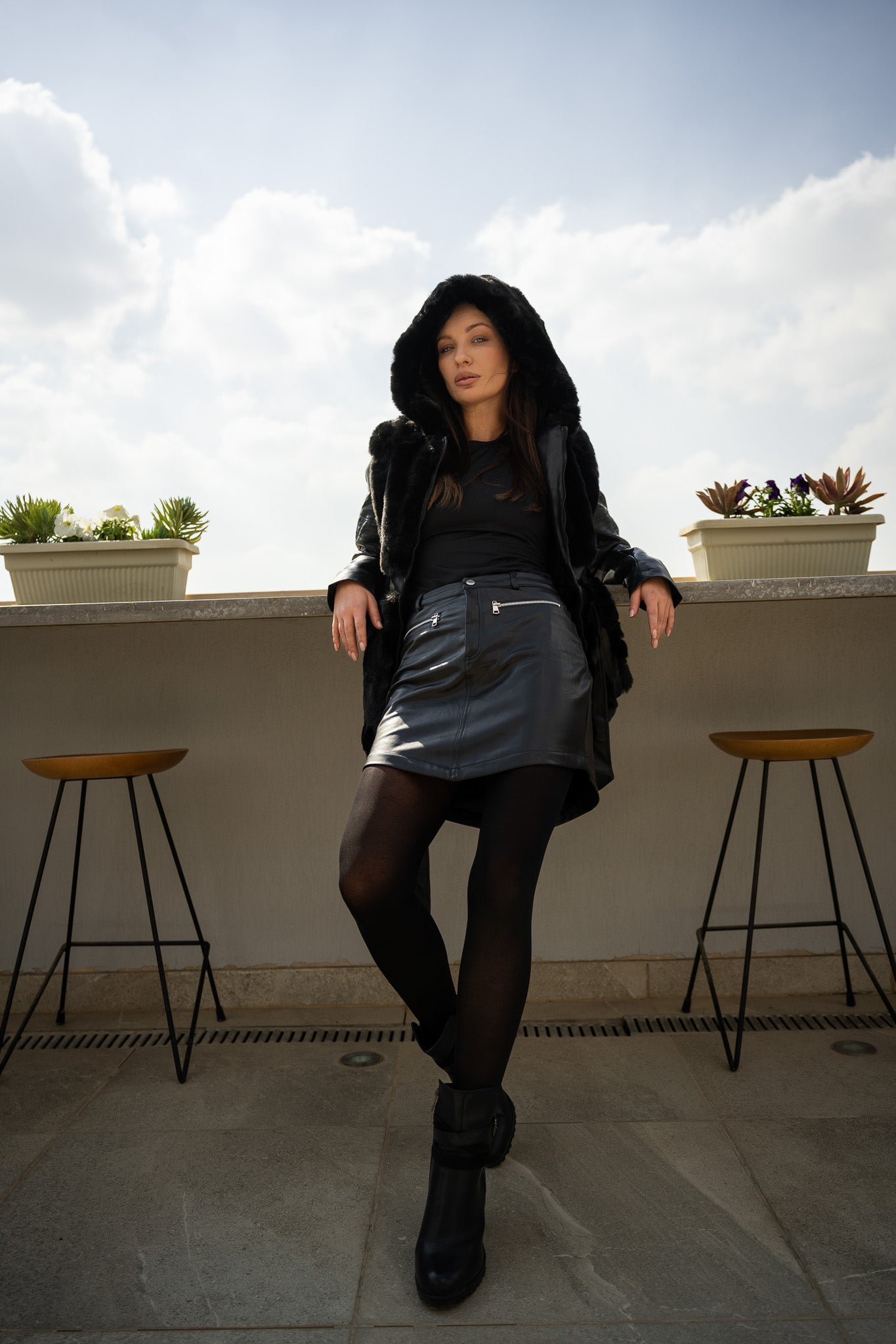 LEATHER FAUX FUR JACKET