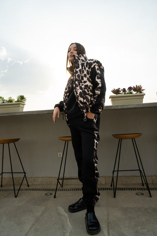 3- PIECE BLACK LEOPARD TRACK SET