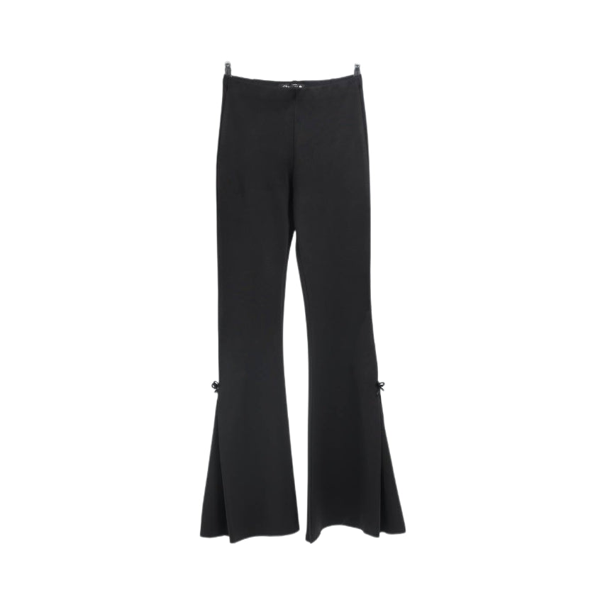 BLACK FLAIR PANTS WITH SIDE BOW