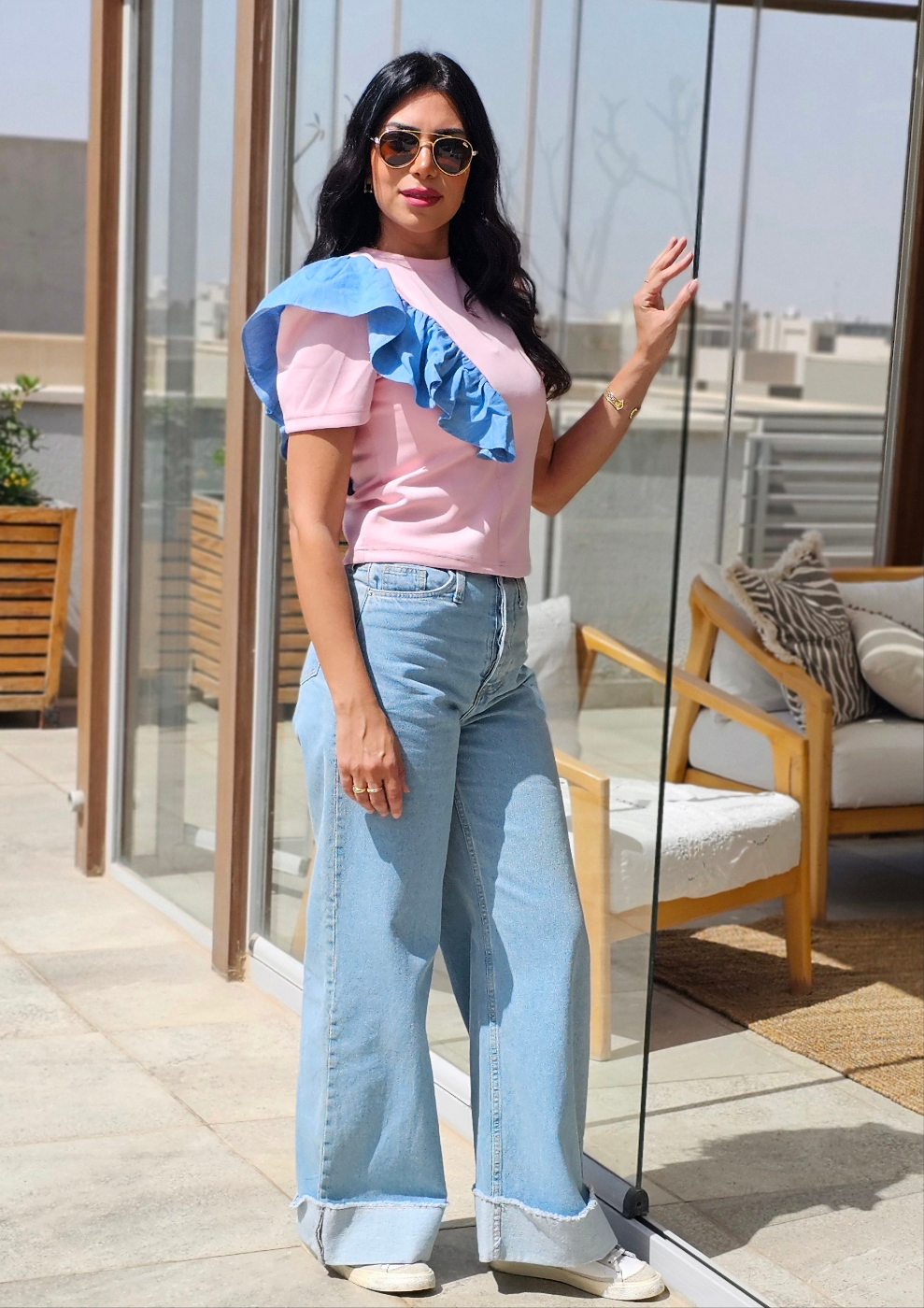 ASYMMETRICAL PUFF SLEEVE TOP