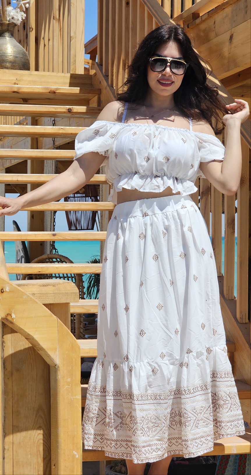 BEIGE & WHITE 2 PIECES SET