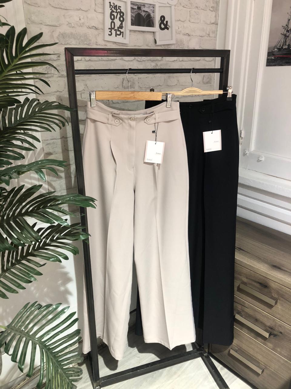 TAILORED WIDE LEG BEIGE PANTS