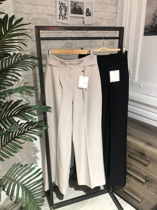 TAILORED WIDE LEG BEIGE PANTS