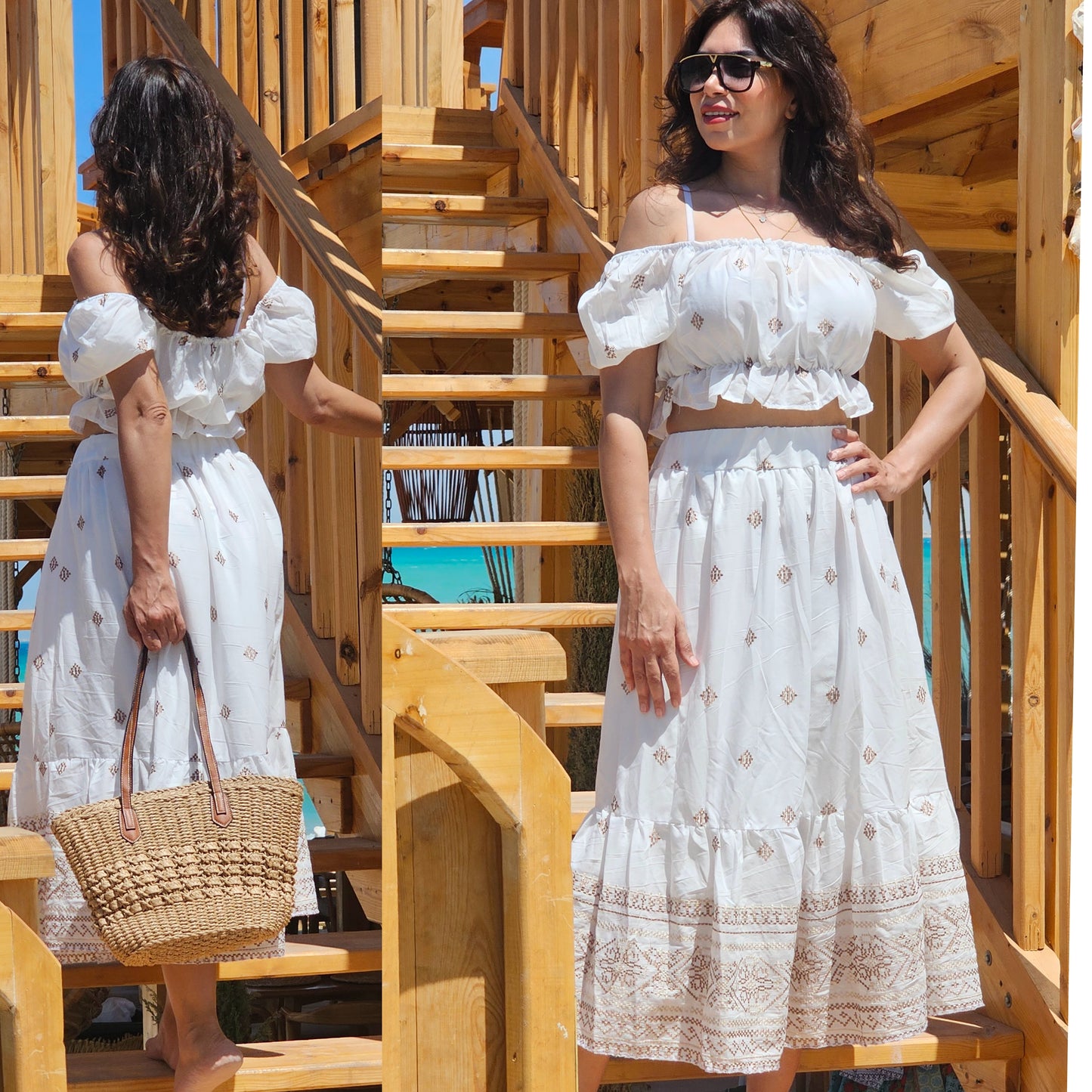 BEIGE & WHITE 2 PIECES SET