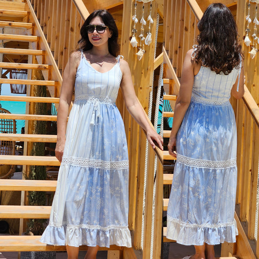 BOHO BLUE & WHITE DRESS