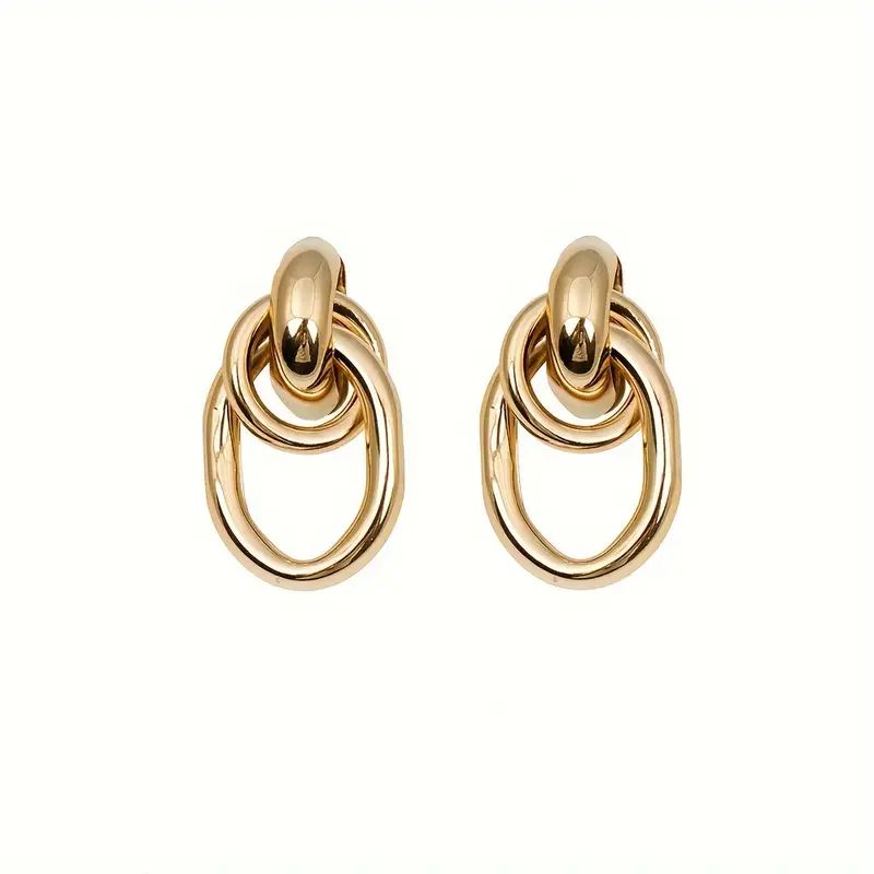 TWO LAYERS OVAL EARRINGS