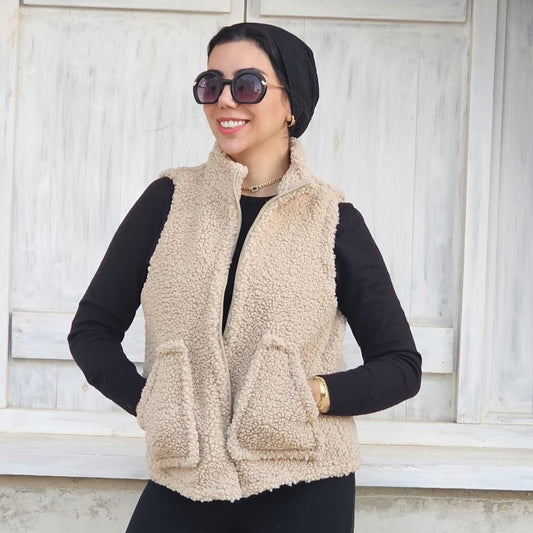 FELIZ FAUX-SHEARLING VEST