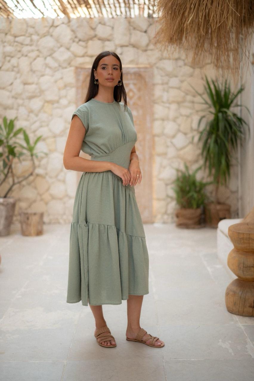 Dress SAGE BREEZE TIERED MIDI DRESS