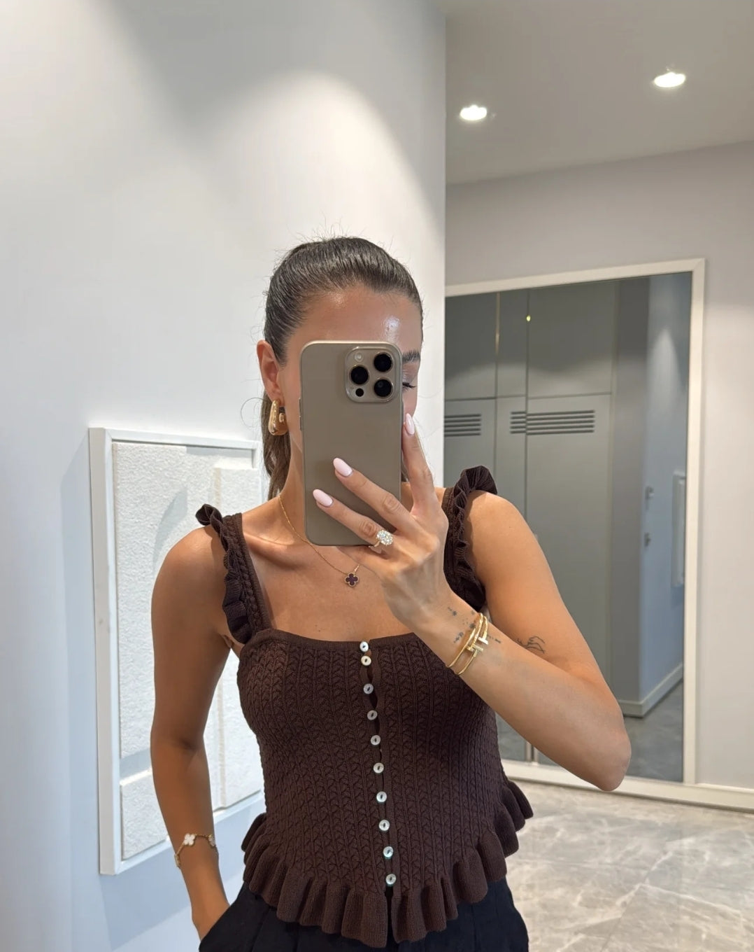 RAFFLE STRAP KNIT CROP TOP(Made in Turkey 🇹🇷)