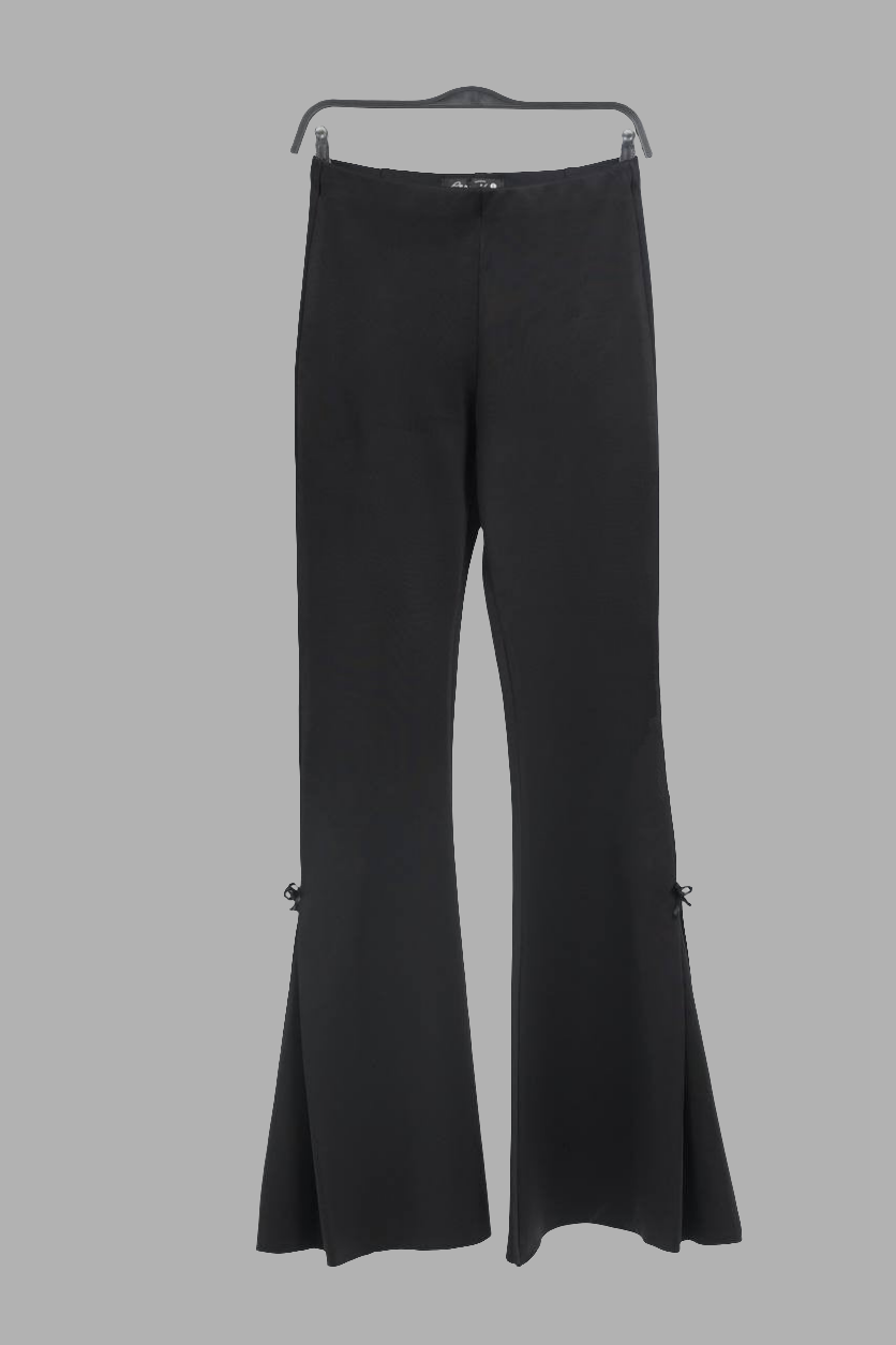 BLACK FLAIR PANTS WITH SIDE BOW