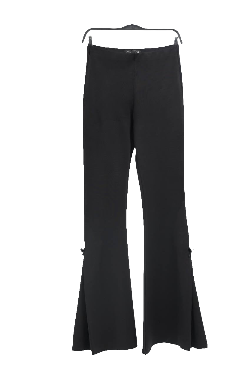 BLACK FLAIR PANTS WITH SIDE BOW
