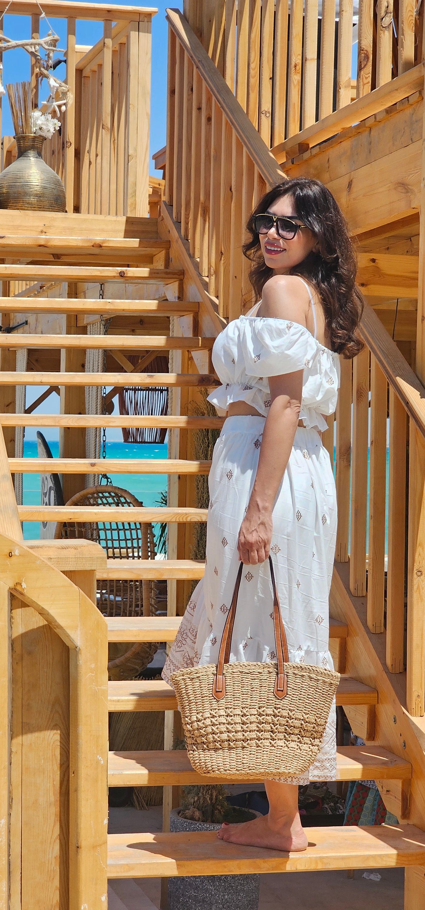 BEIGE & WHITE 2 PIECES SET