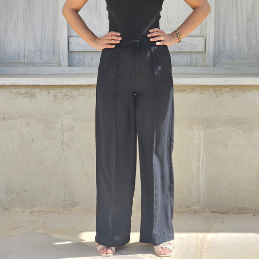 BLACK LENIN WIDE LEG PANTS