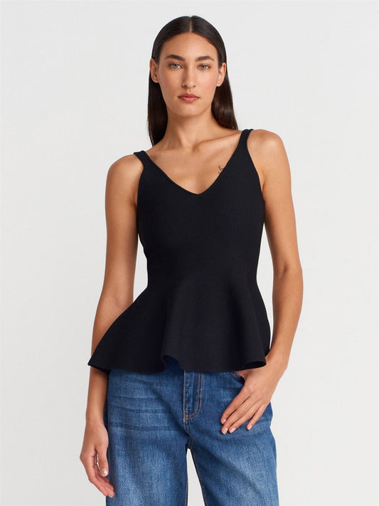 V-NECK PEPLUM NET TOP (Made in Turkey 🇹🇷)