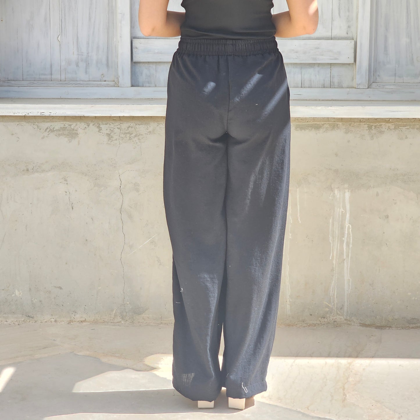 BLACK LENIN WIDE LEG PANTS