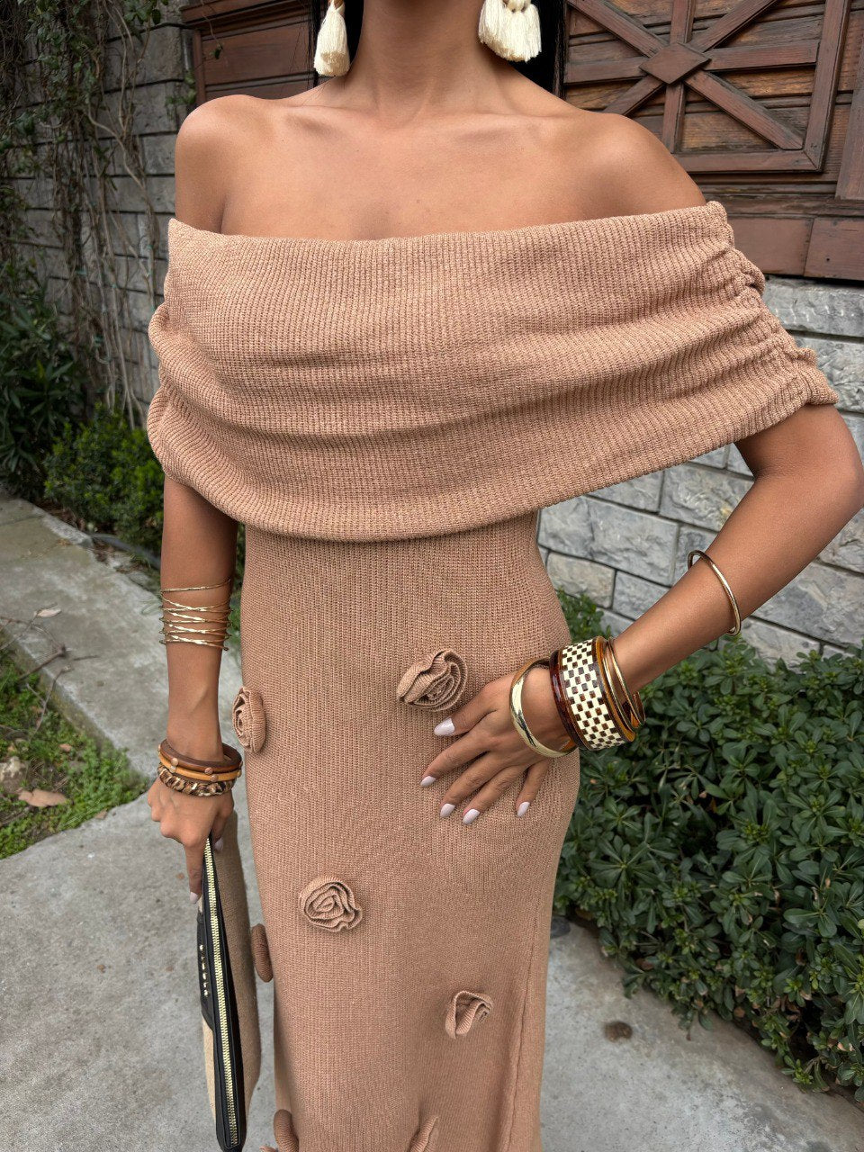 DESERT BLOOM OFF-SHOULDER SHOULDER DRESS(Made in Turkey 🇹🇷)
