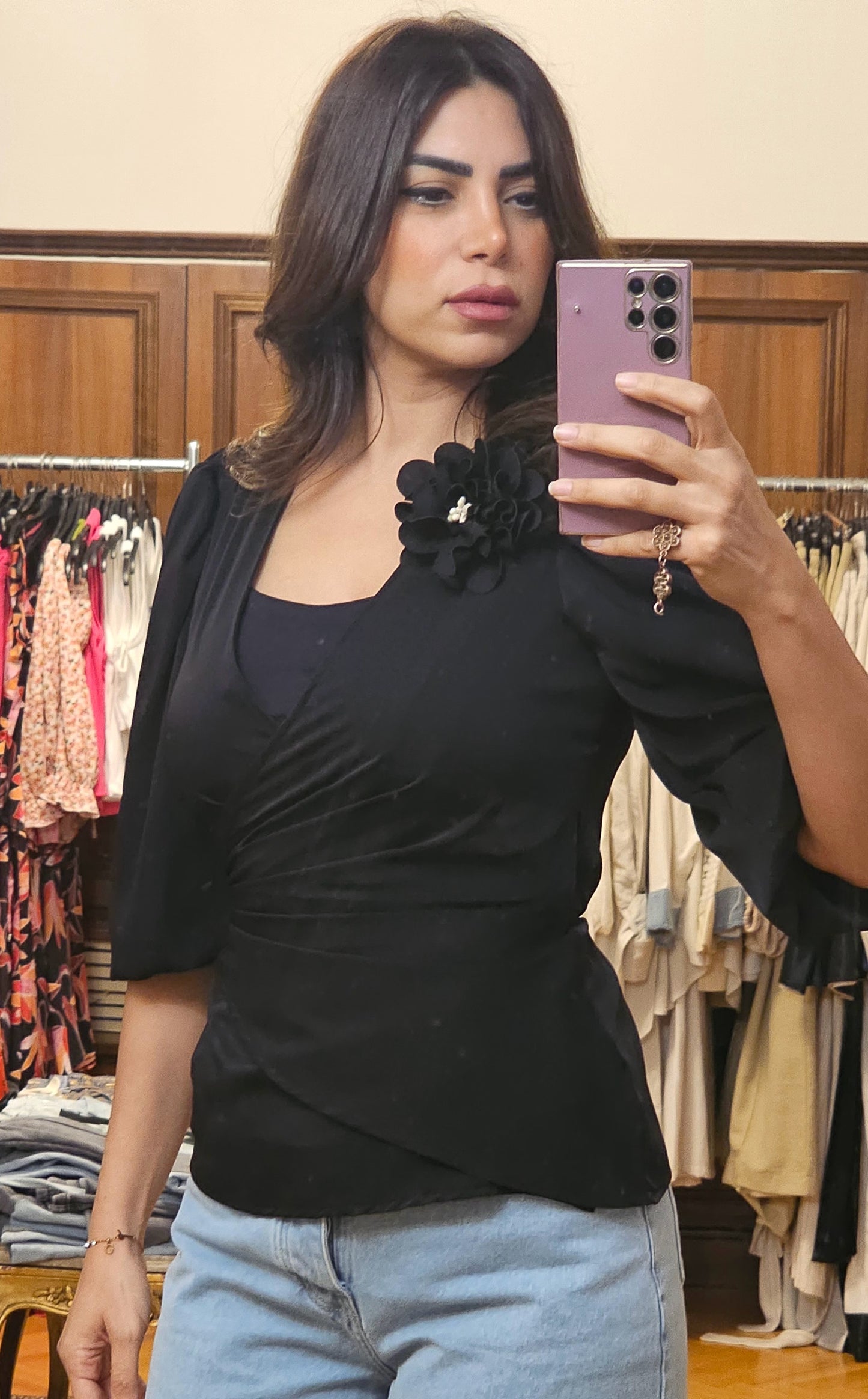 BLACK FLOWER BLOUSE