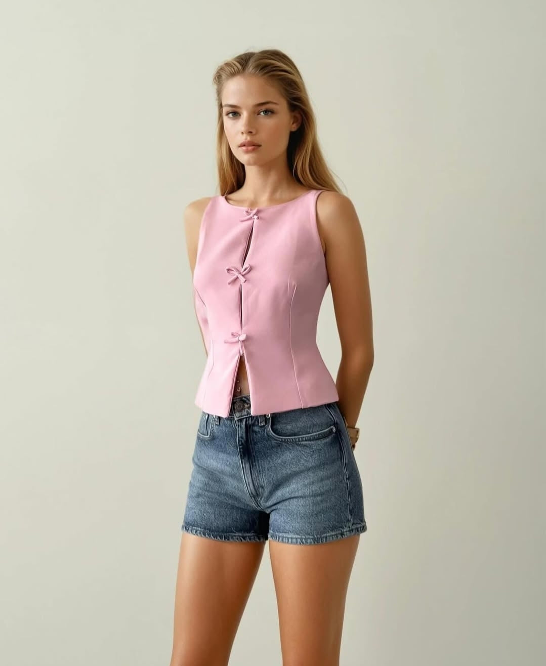 BLUSHED PINK BOW-TIE CORSET TOP (Made in Turkey 🇹🇷)