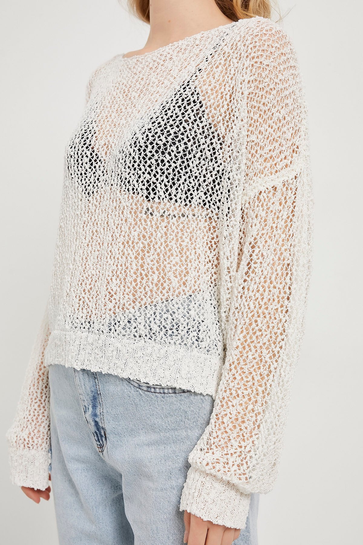 MESH KNIT OVERSIZED SWEATER – SUMMER BEACHWEAR TOP(Made in Turkey 🇹🇷)