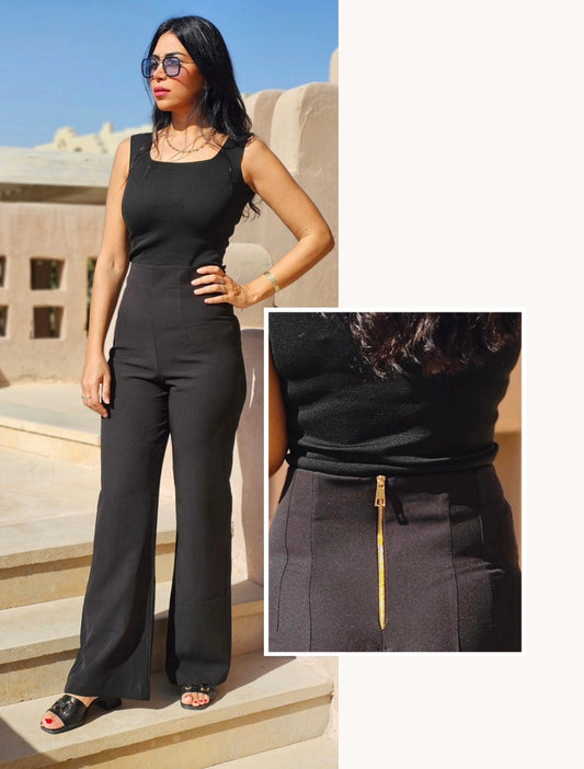 HIGH-WAisted BLACK TAILORED PANTS