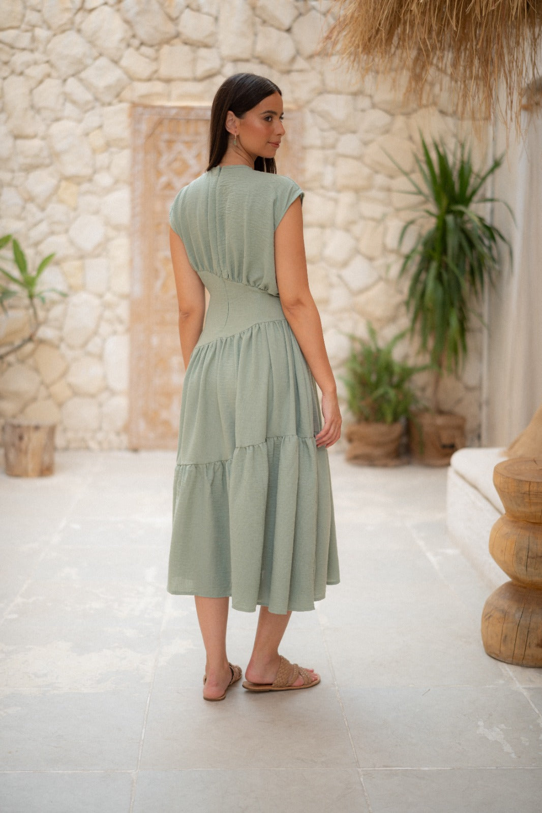 Dress SAGE BREEZE TIERED MIDI DRESS