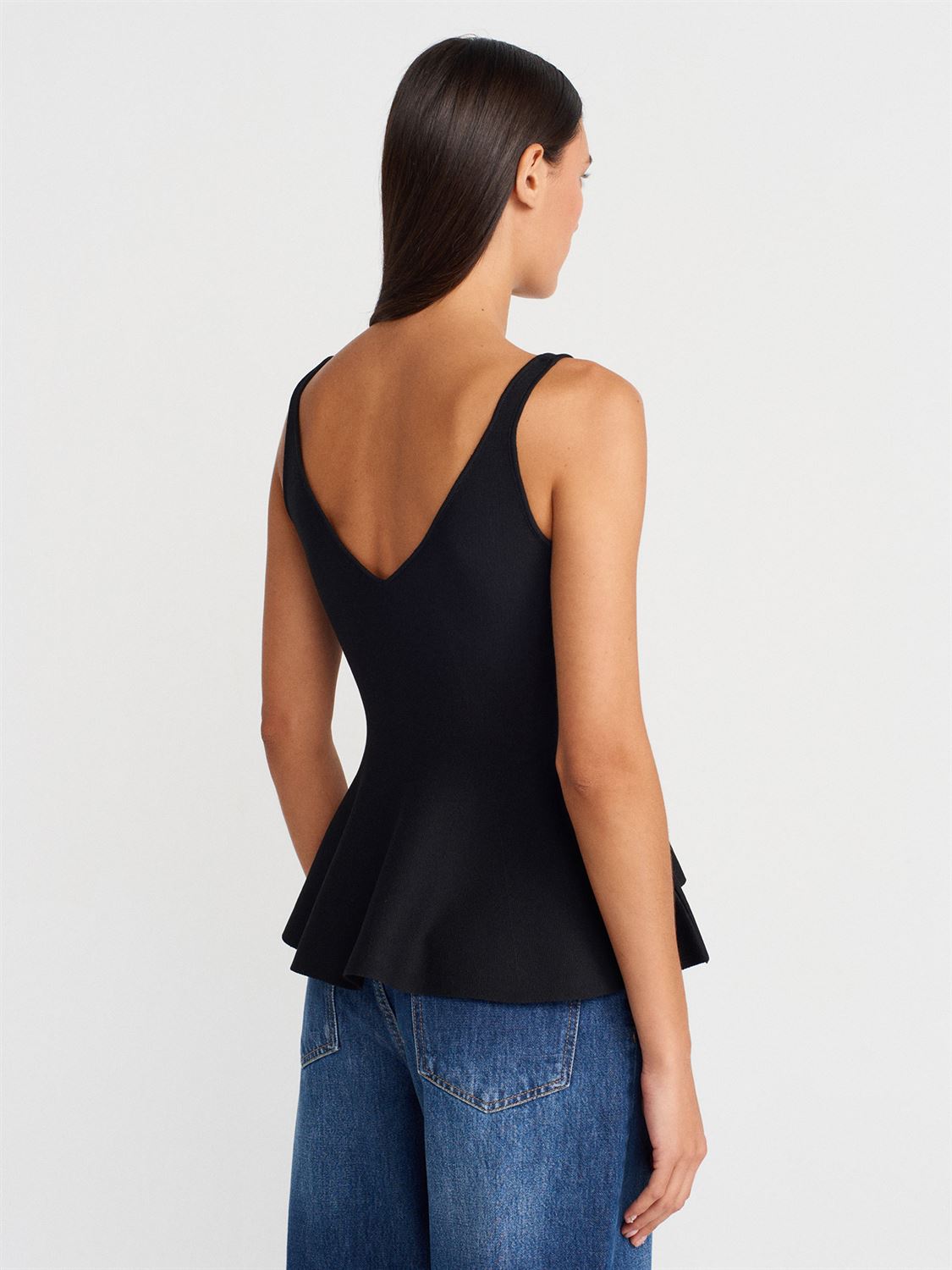 V-NECK PEPLUM NET TOP (Made in Turkey 🇹🇷)