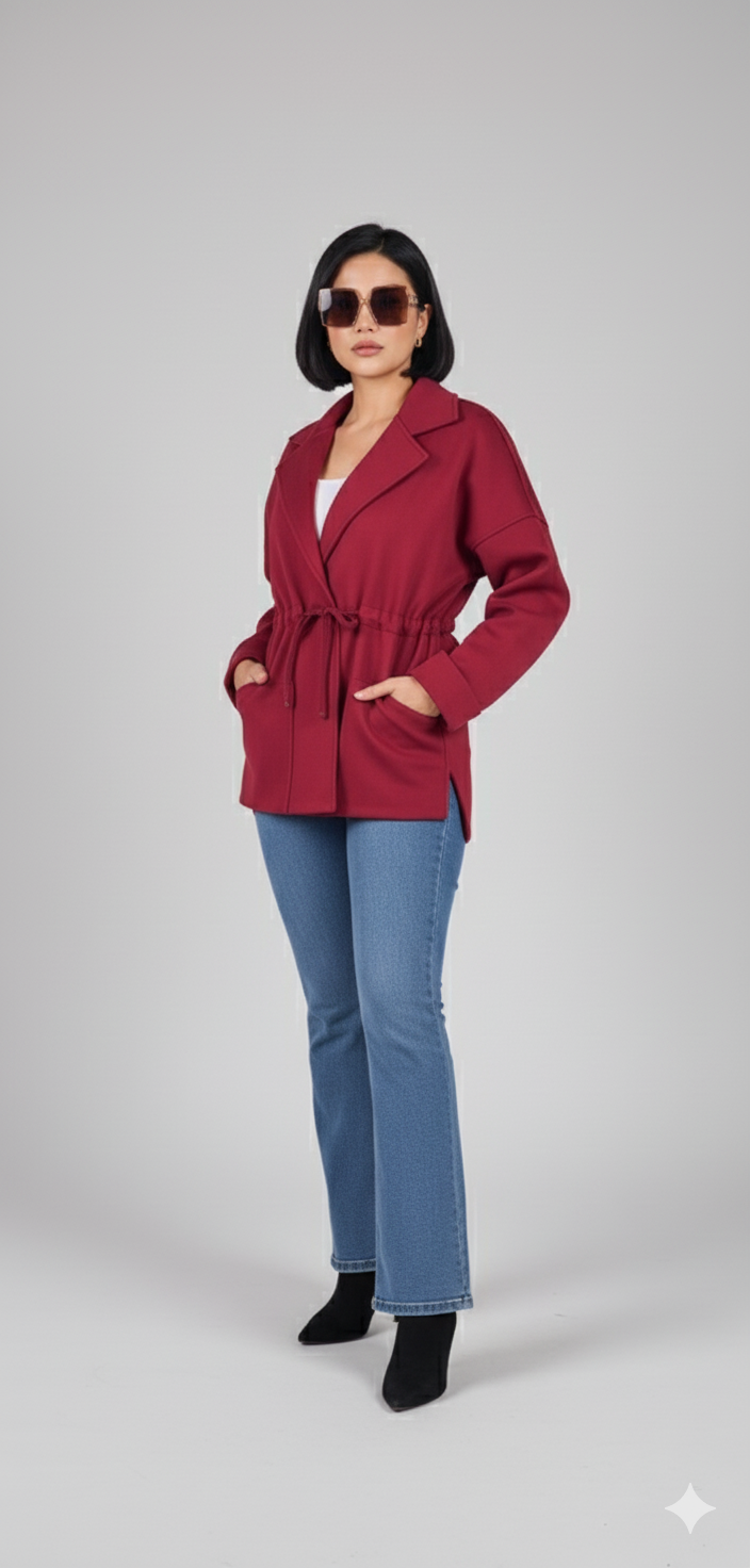 WOOL JACKET WITH ADJUSTABLE WAIST