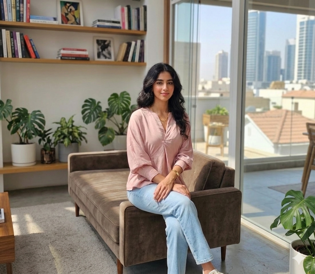 RELAXED FIT V-NECK  BLOUSE