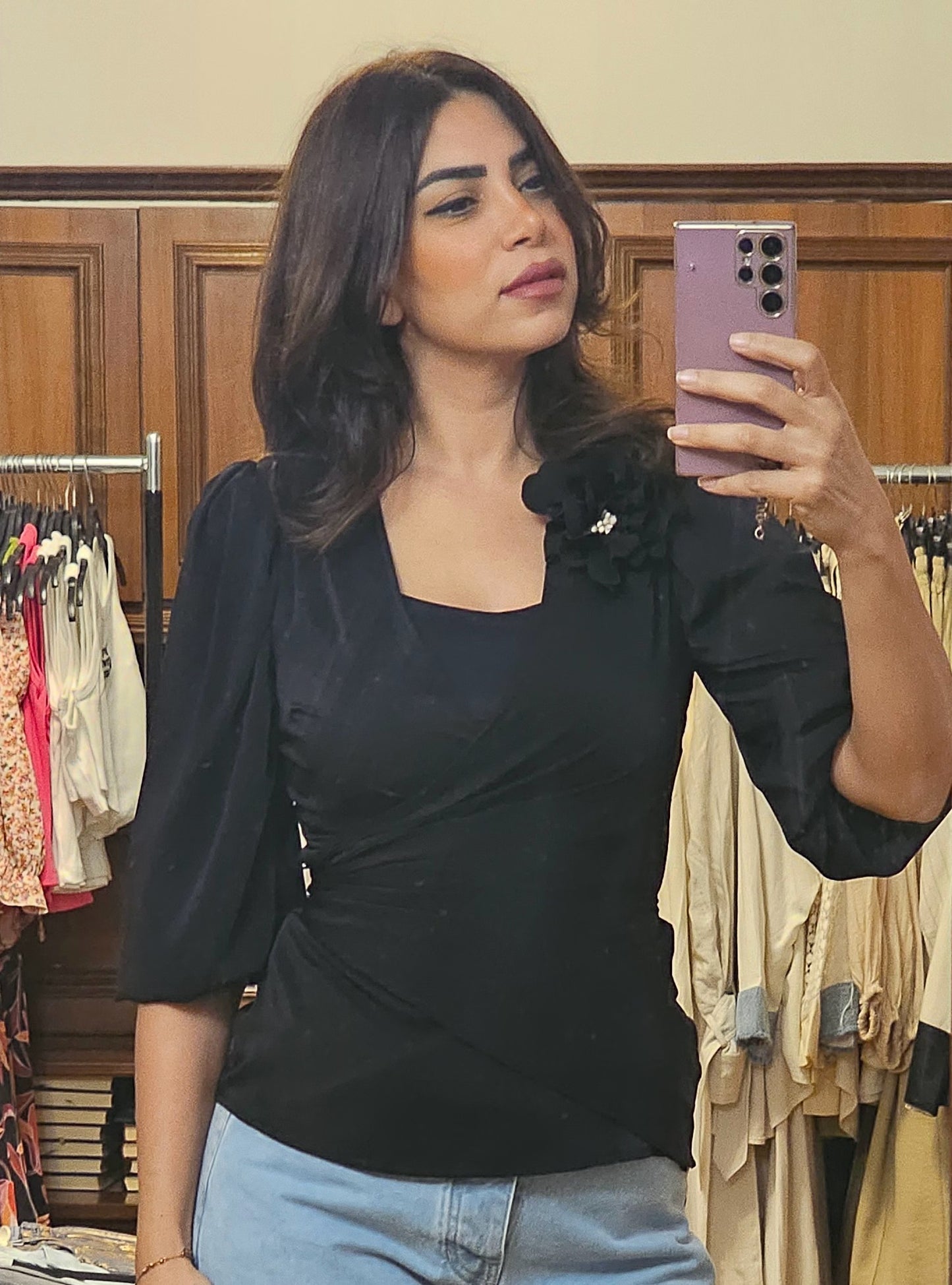 BLACK FLOWER BLOUSE